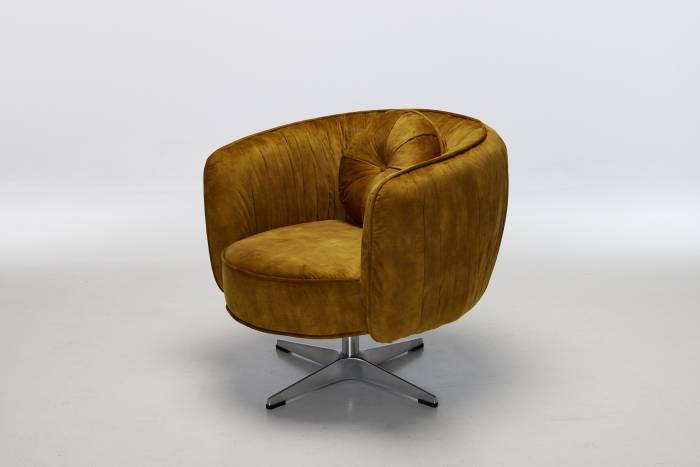 Colette - 360° Swivel Armchair, Antique Gold Premium Mottled Velvet