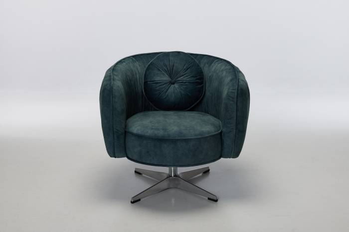 Colette - 360° Swivel Armchair, Ocean Blue Premium Mottled Velvet