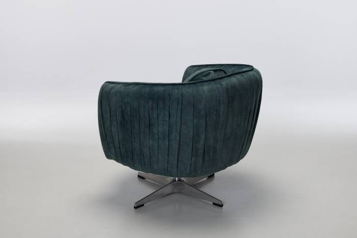 Colette - 360° Swivel Armchair, Ocean Blue Premium Mottled Velvet