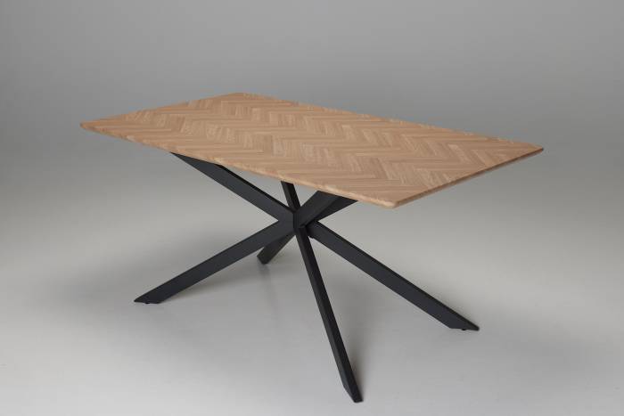 Nico - 1.6m Medium Oak Effect Dining Table with Black Metal Base