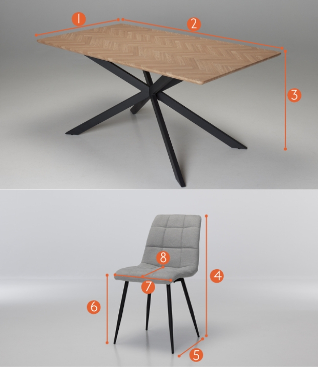 Nico & Enza Dining Set Measurements