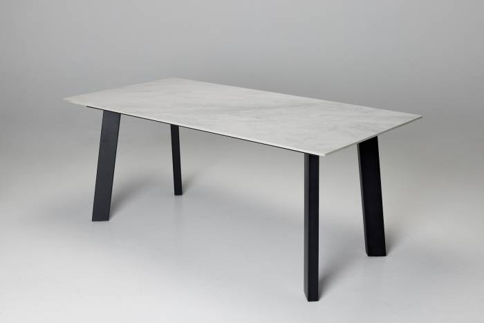 Rocco - 1.8m Pacific Grey Stone Dining Table with Black Legs