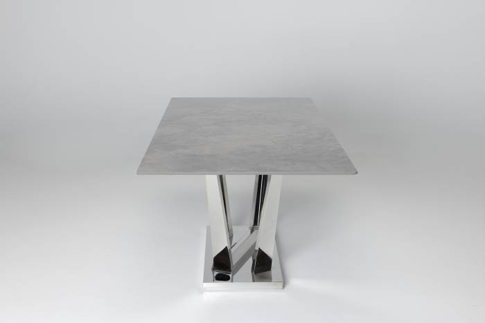 Rufino - 1.8m Tundra Grey Stone Dining Table with Stainless Steel Base