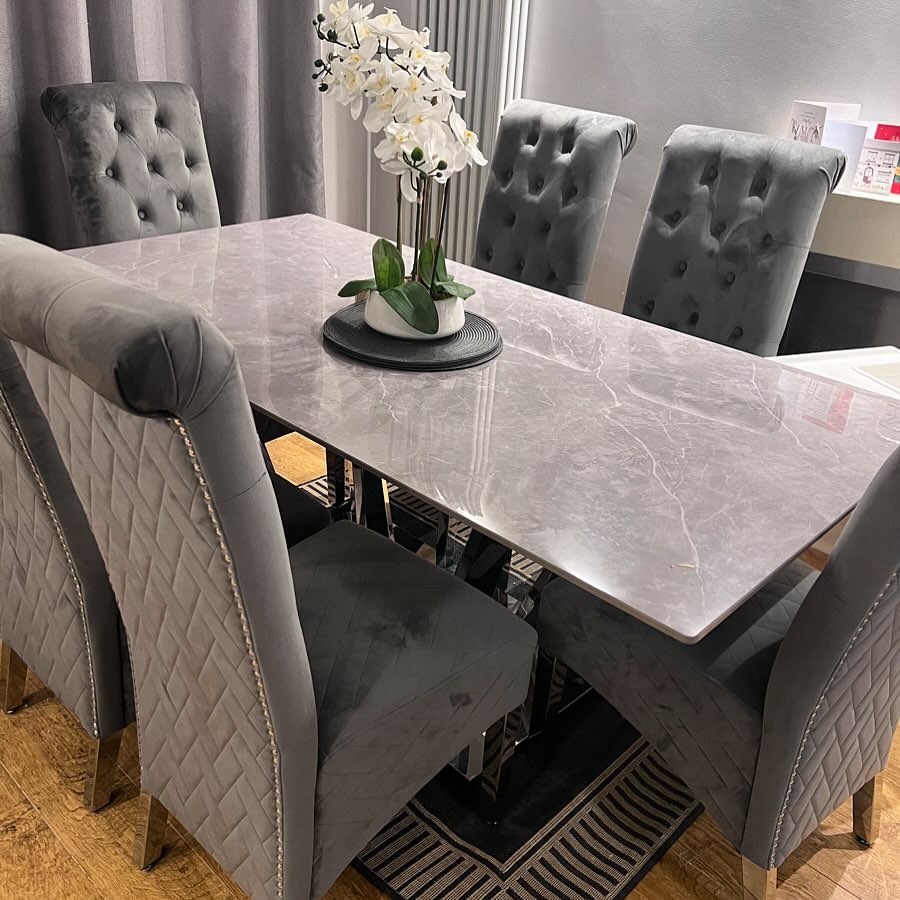 Rufino Tundra Grey Stone Dining Table purchased from Furniture Outlet by theigehome