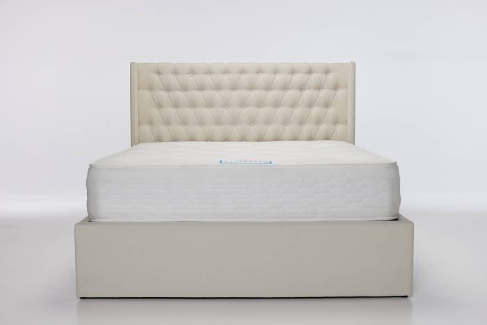 Fleur - Upholstered Ottoman Bed, Cream Linen Fabric