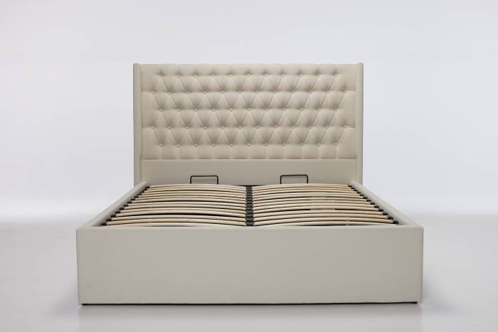 Fleur - Upholstered Ottoman Bed, Cream Linen Fabric
