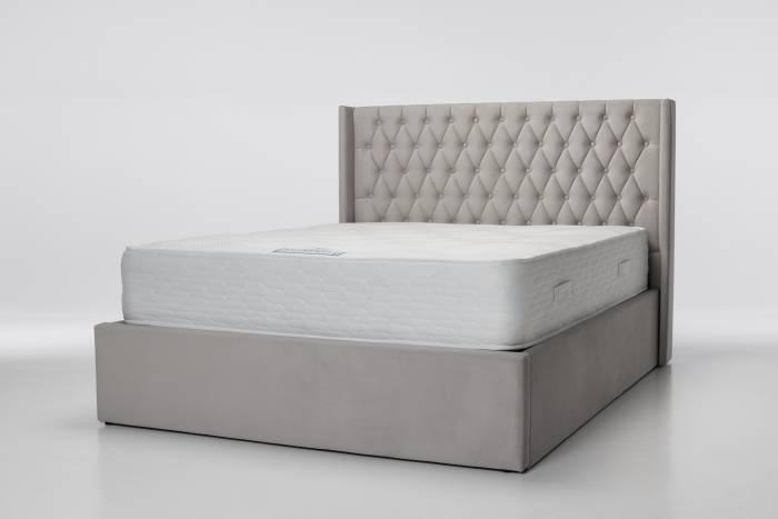 Fleur Upholstered Ottoman Bed, Plush Silver Velvet