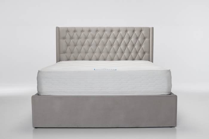 Fleur Upholstered Ottoman Bed, Plush Silver Velvet