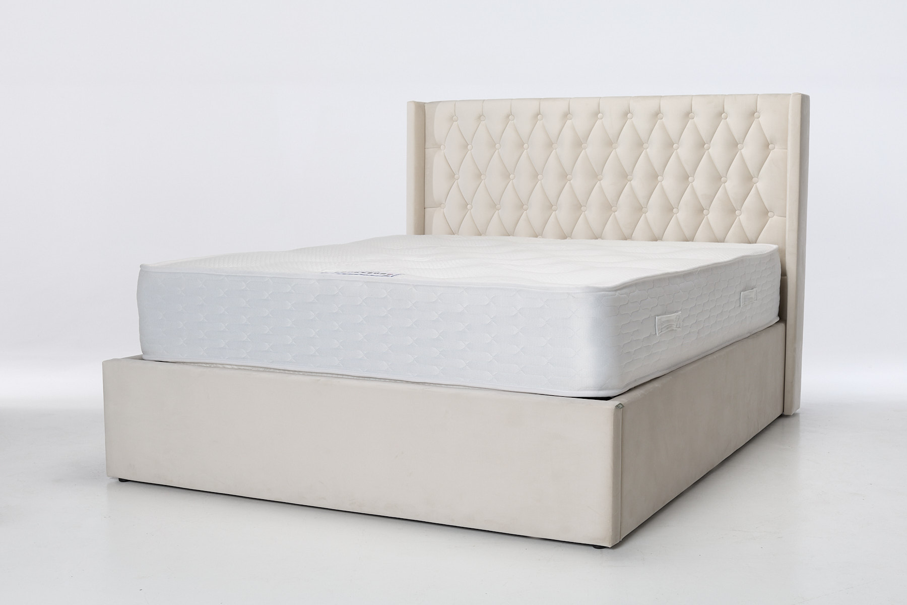 Fleur Sprung Luxury Ottoman Bed - Cream Velvet