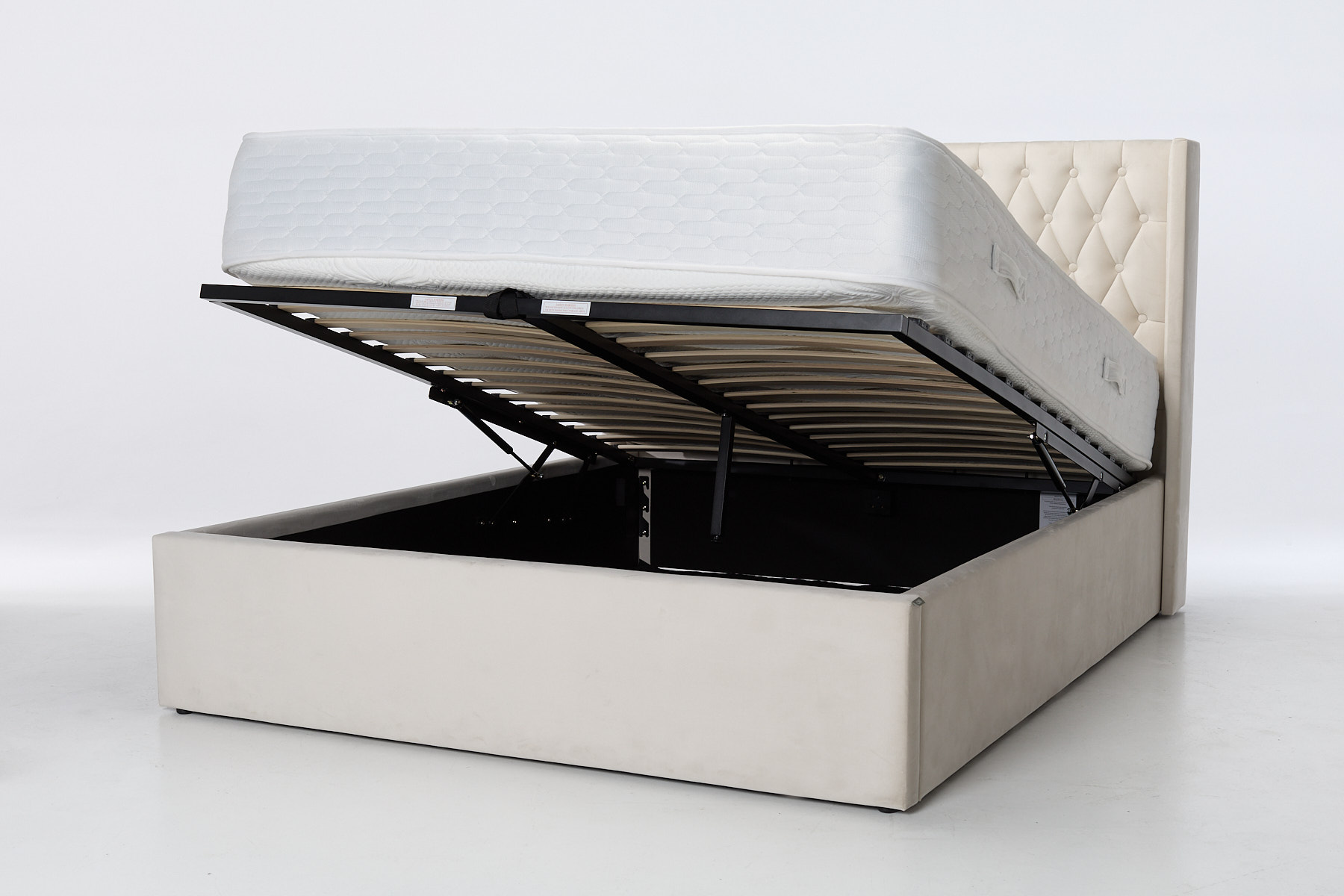 Fleur Sprung Luxury Ottoman Bed - Cream Velvet