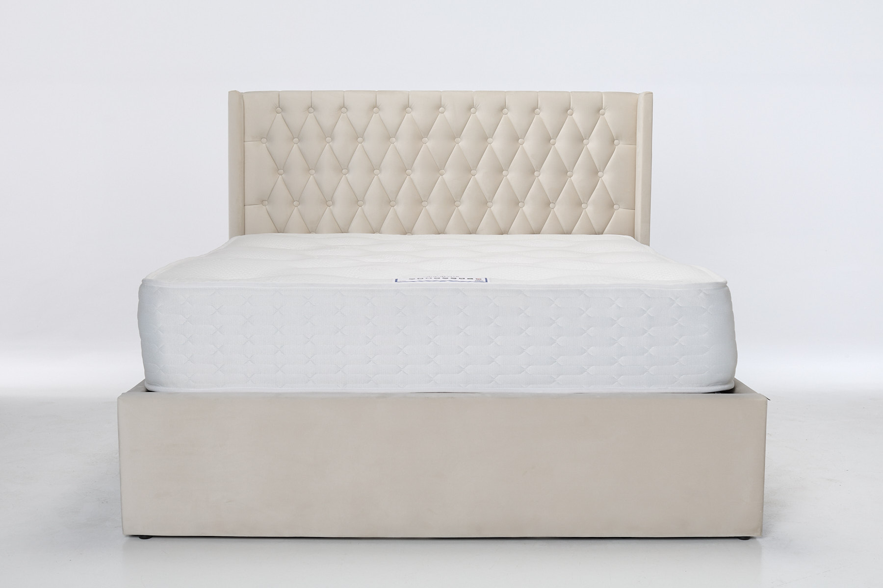 Fleur Sprung Luxury Ottoman Bed - Cream Velvet