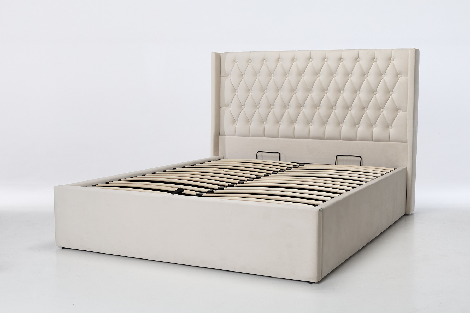 Fleur Sprung Luxury Ottoman Bed - Cream Velvet