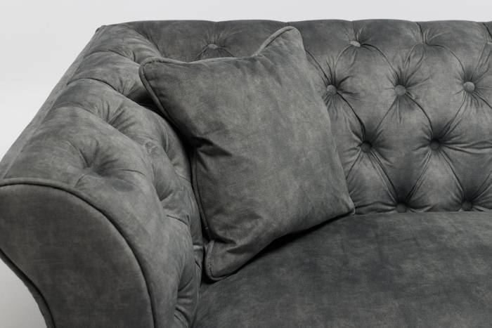 Lauren - Modern Chesterfield Sofa, Grey Mottled Velvet