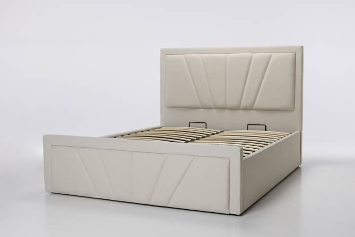 Saison Upholstered Ottoman Bed, Cream Linen Fabric
