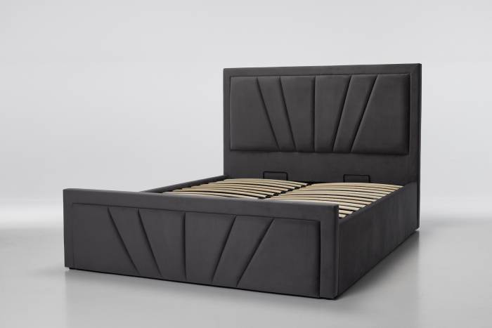 Saison Upholstered Ottoman Bed, Dark Grey Velvet