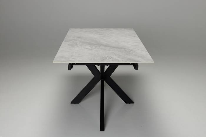 Siena - 1.7m/2.2m Pacific Grey Stone Extendable Dining Table with Black Metal Base