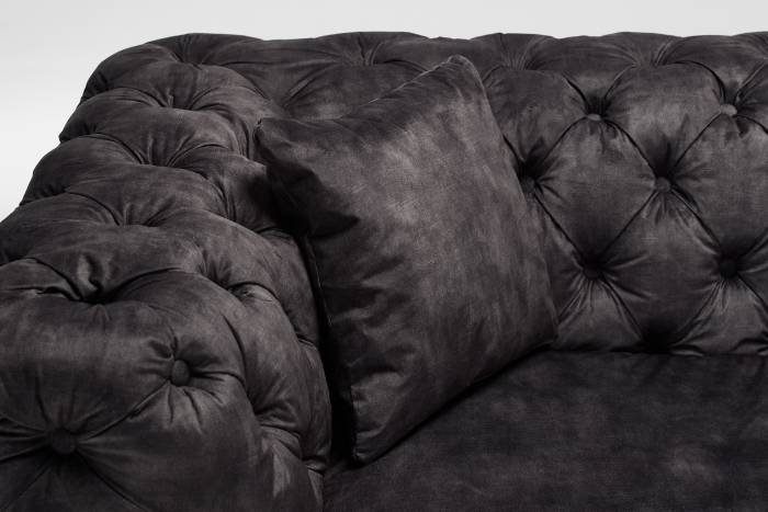Annabelle Luxury Chesterfield Sofa, Mocha Grey Mottled Velvet
