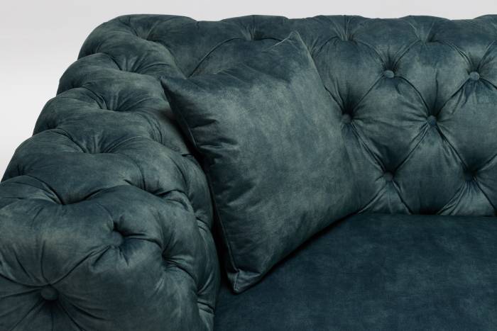 Annabelle Luxury Chesterfield Sofa, Ocean Blue Mottled Velvet