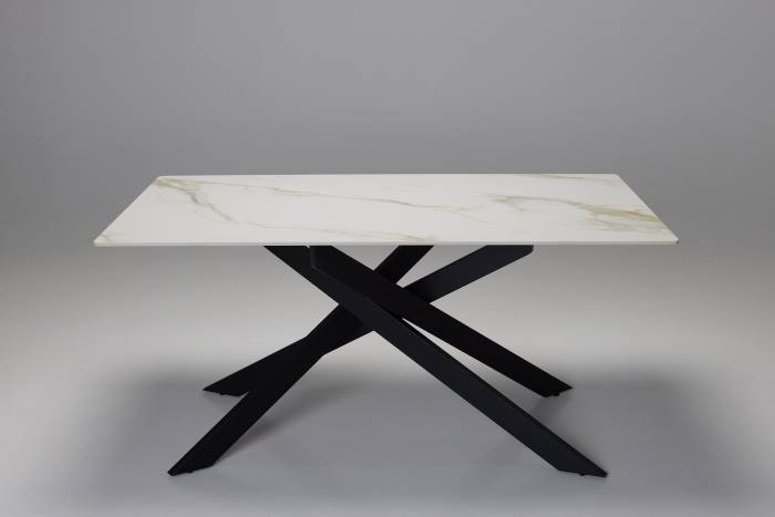 Cassis - 1.6m Calacatta Gold Stone Dining Table with Black Metal Base