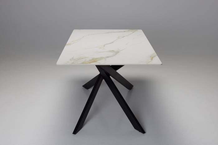 Cassis - 1.6m Calacatta Gold Stone Dining Table with Black Metal Base