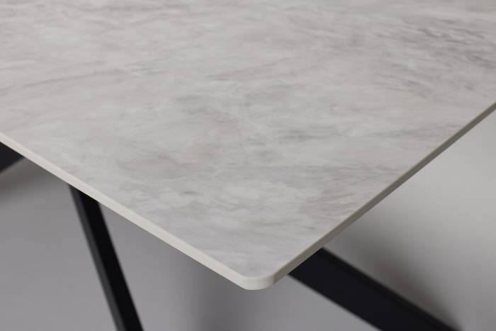 Cassis - 1.6m Pacific Grey Stone Dining Table with Black Metal Base