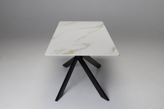 Cassis - 2m Calacatta Gold Stone Dining Table with Black Metal Base