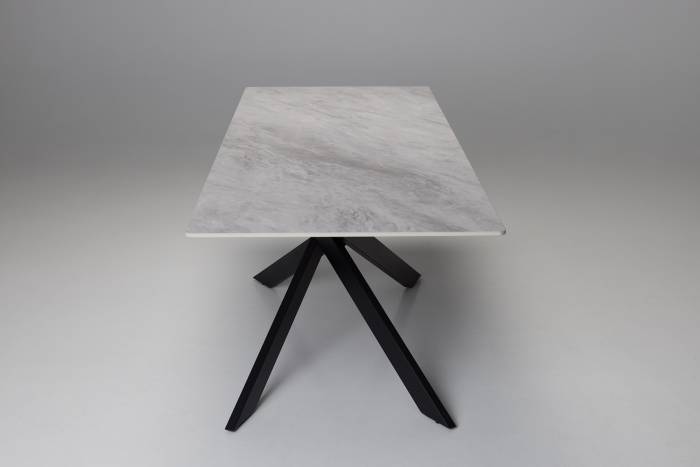 Cassis - 2m Pacific Grey Stone Dining Table with Black Metal Base