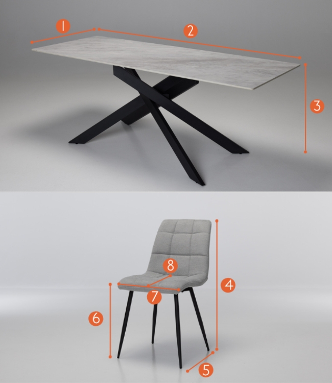 Cassis & Enza Dining Set Measurements