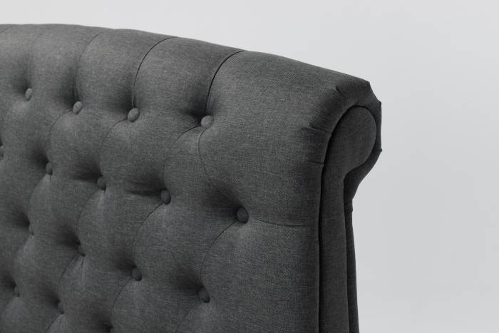 Celine - Upholstered Ottoman Sleigh Bed, Dark Grey Linen