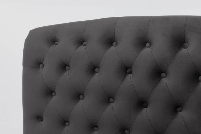 Celine Upholstered Ottoman Sleigh Bed - Dark Grey Velvet