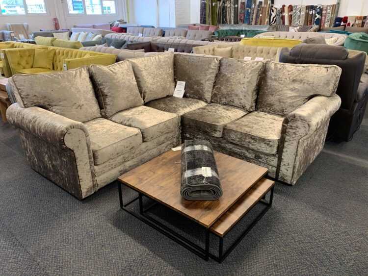 Crushed Velvet Sofa sold at Wickford branch of Furniture Outlet