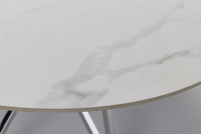 Jeni - 1.2m Lincoln White Stone Round Dining Table with Stainless Steel Base
