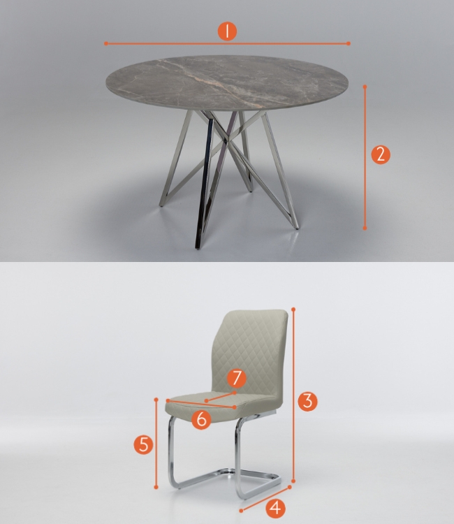 Jeni & Cavezzo Dining Set Measurements