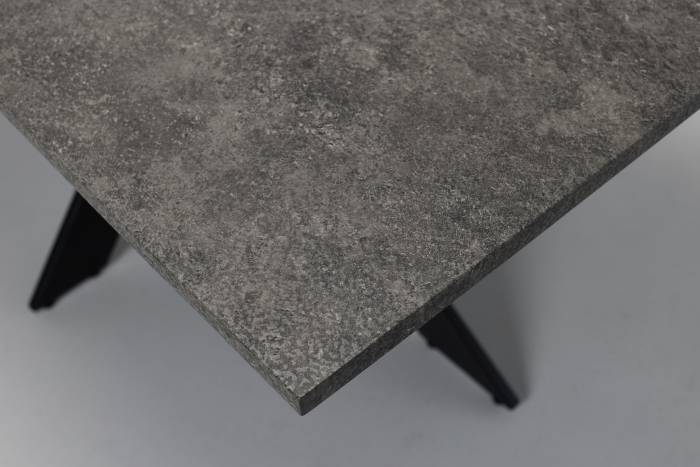 Milan - 1.6m/2m Dark Grey Concrete Effect Extendable Dining Table with Black Metal Base