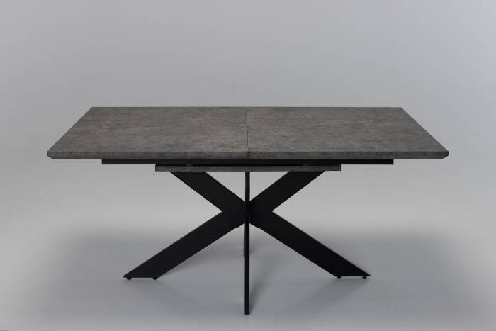 Milan - 1.6m/2m Dark Grey Concrete Effect Extendable Dining Table with Black Metal Base