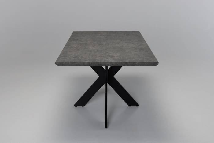 Milan - 1.6m/2m Dark Grey Concrete Effect Extendable Dining Table with Black Metal Base