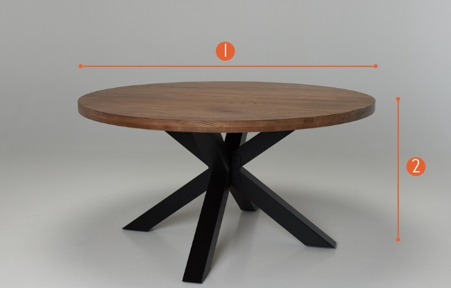Oakford 1.5m Solid Oak Round Dining Table Measurements