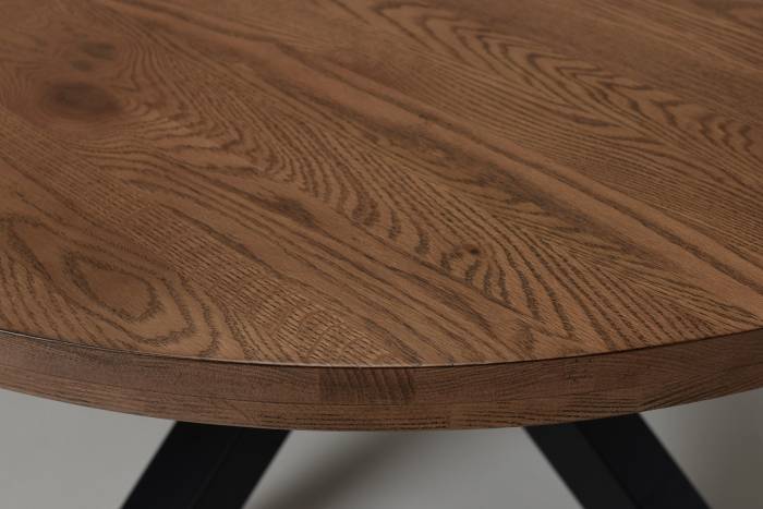Oakford 1.5m Solid Oak Round Dining Table with Black Metal Base