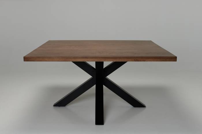 Oakford - 1.5m Solid Oak Square Dining Table with Black Metal Base