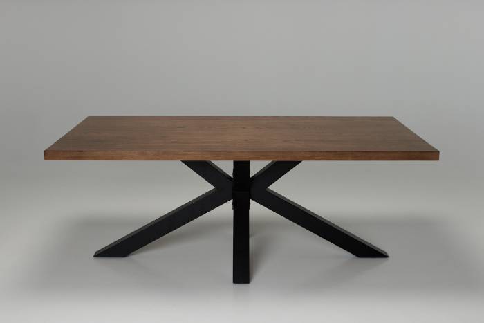 Oakford 2m Solid Oak Dining Table with Black Metal Base