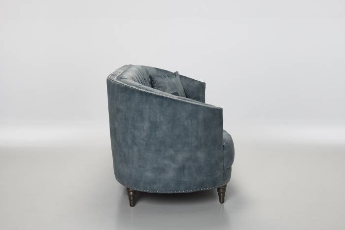 Olivia - Modern Chesterfield Sofa, Ocean Blue Mottled Velvet