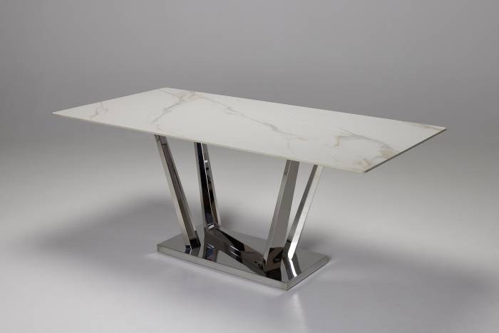 Rufino - 1.8m Calacatta Gold Stone Dining Table with Stainless Steel Base