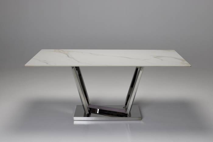 Rufino - 1.8m Calacatta Gold Stone Dining Table with Stainless Steel Base