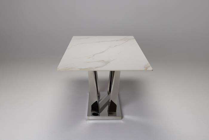 Rufino - 1.8m Calacatta Gold Stone Dining Table with Stainless Steel Base
