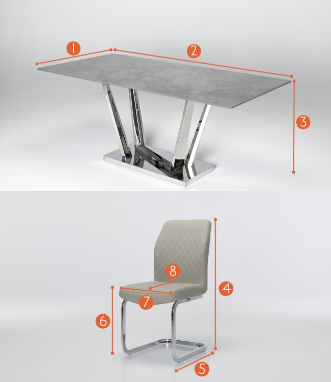 Rufino & Cavezzo Dining Set Measurements