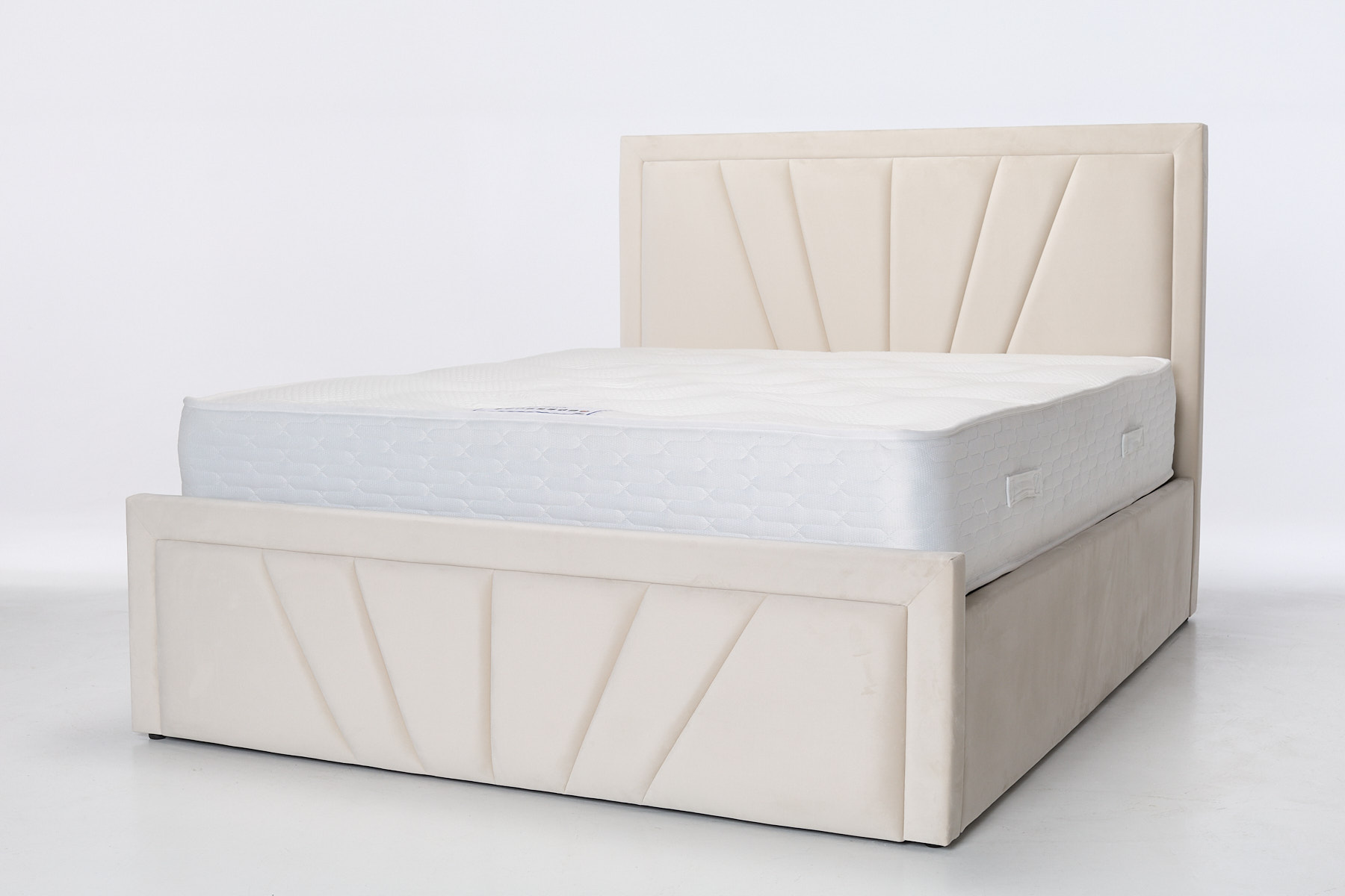 Saison Sprung Luxury Ottoman Bed - Cream Velvet
