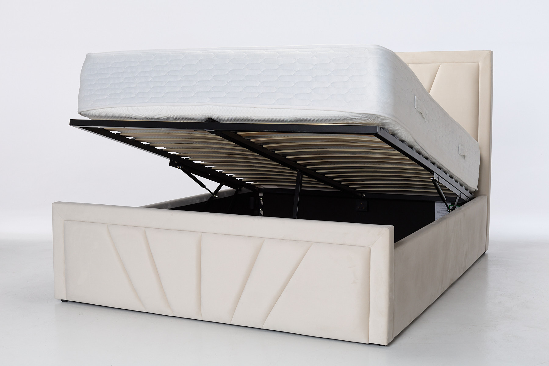 Saison Sprung Luxury Ottoman Bed - Cream Velvet