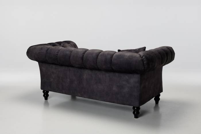 Charlotte - Classic Chesterfield 2 Seater Sofa, Mocha Grey Mottled Velvet