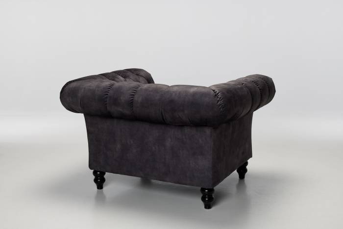 Charlotte - Classic Chesterfield Armchair, Mocha Grey Mottled Velvet