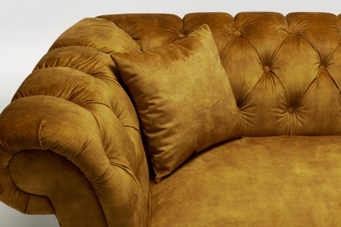 Charlotte - Classic Chesterfield Sofa, Antique Gold Mottled Velvet
